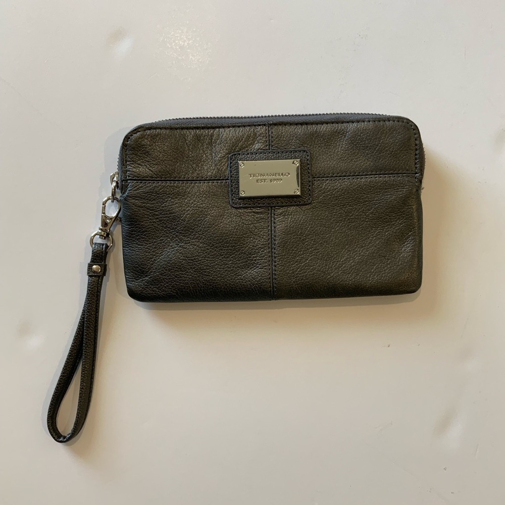 Dark gray Tignanello wristlet